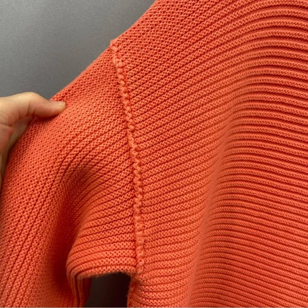 FREE PEOPLE La Brea Oversized Heavy Knit V-Neck Ribbed Sweater in Coral Small - Picture 9 of 10